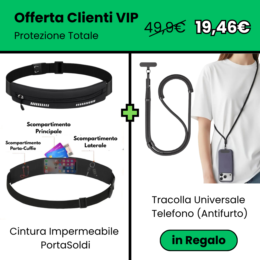Kit Tranquillità in Viaggio: Cintura Portasoldi Impermeabile + Tracolla Universale per Telefono (Antifurto)