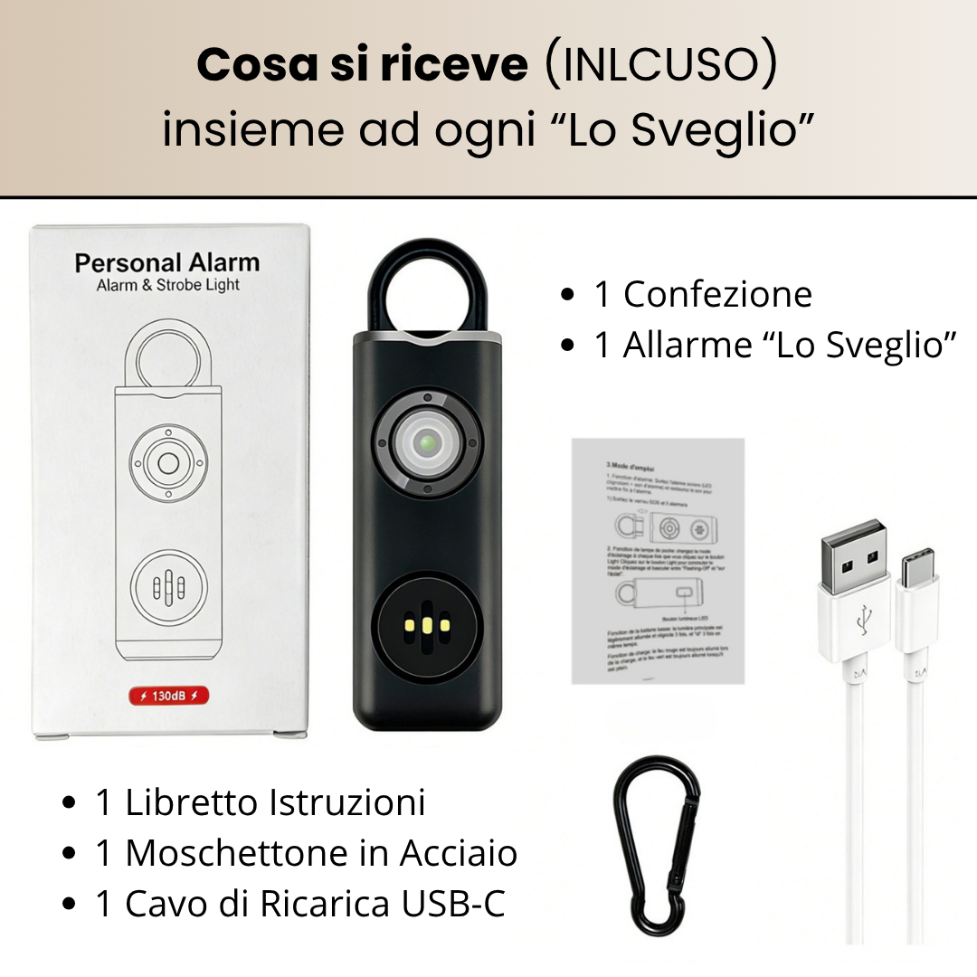 "Lo Sveglio" - Allarme Sirena Portatile Anti-Aggressione