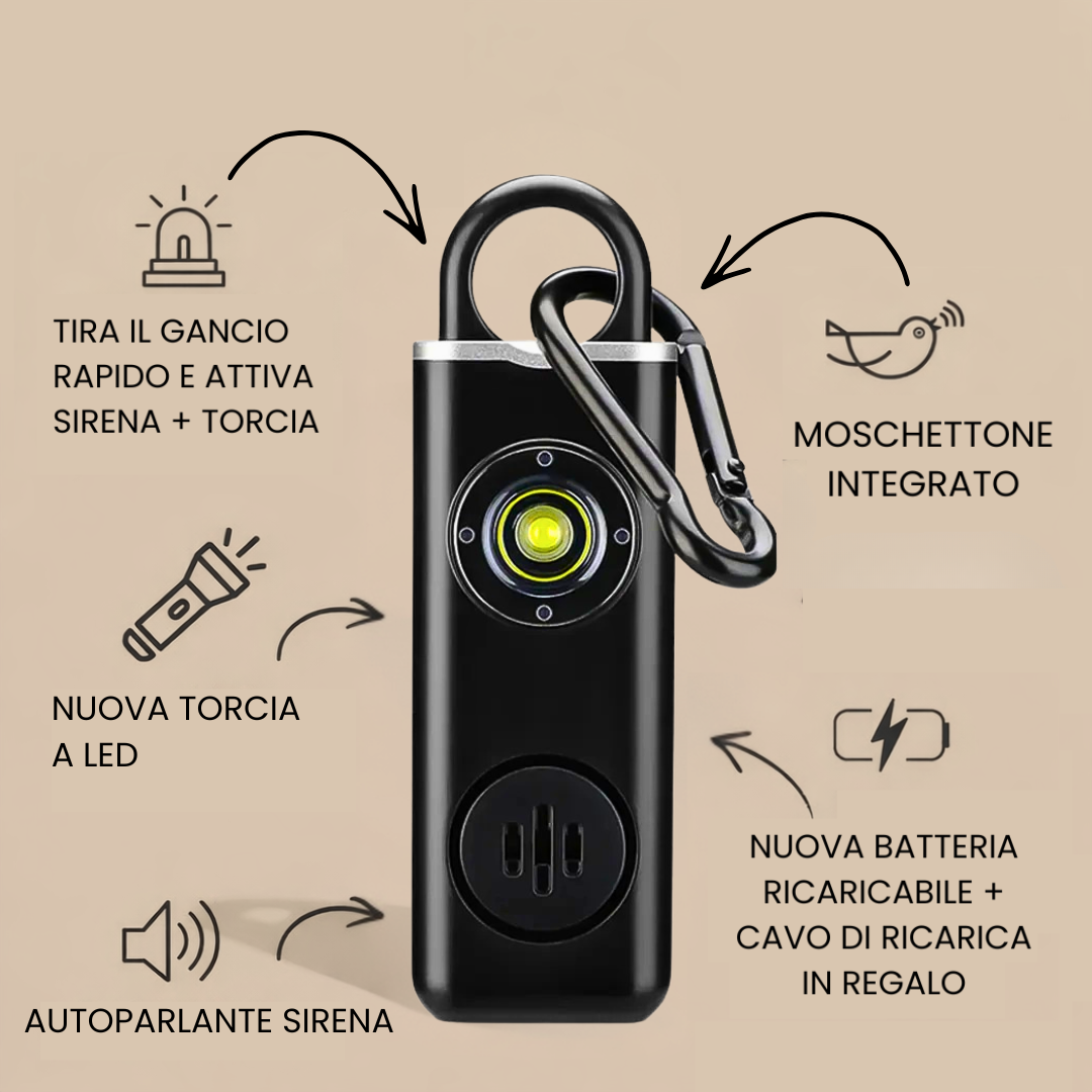 "Lo Sveglio" - Allarme Sirena Portatile Anti-Aggressione